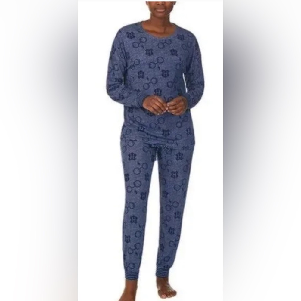 Harry Potter Blue 2-Piece Long Sleeve Jogger Hacci Pajama Sleepwear Set Size 2X